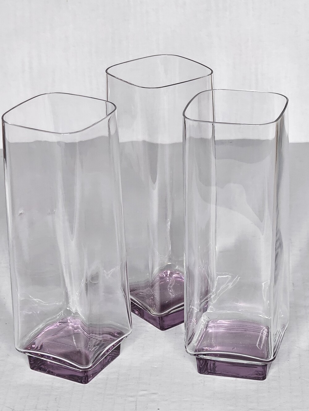Luigi Bormioli Van Gogh Amethyst   Tall Glasses Square wit  Purple Base Set Of 3